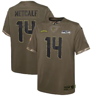 youth nike dk metcalf olive seattle seahawks 2022 salute to